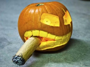 Pumpkin smoking a cigar