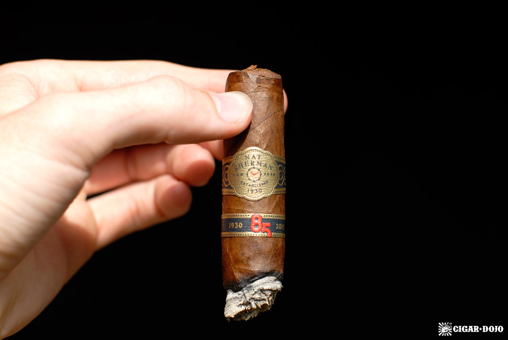 Nat Sherman 85th Anniversary cigar ash smoking