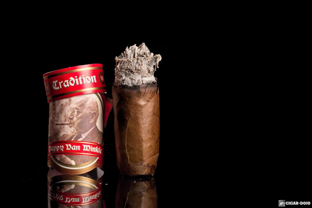 Pappy Van Winkle Tradition Belicoso Fino cigar nubbed