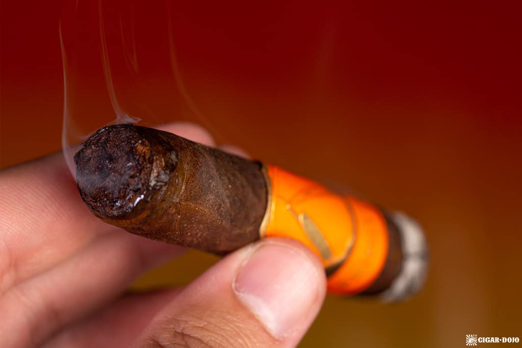 La Barba Primitivo corona gorda cigar smoking