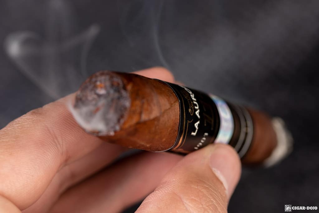 La Aurora 115 Anniversary Limited Edition Belicoso cigar smoking