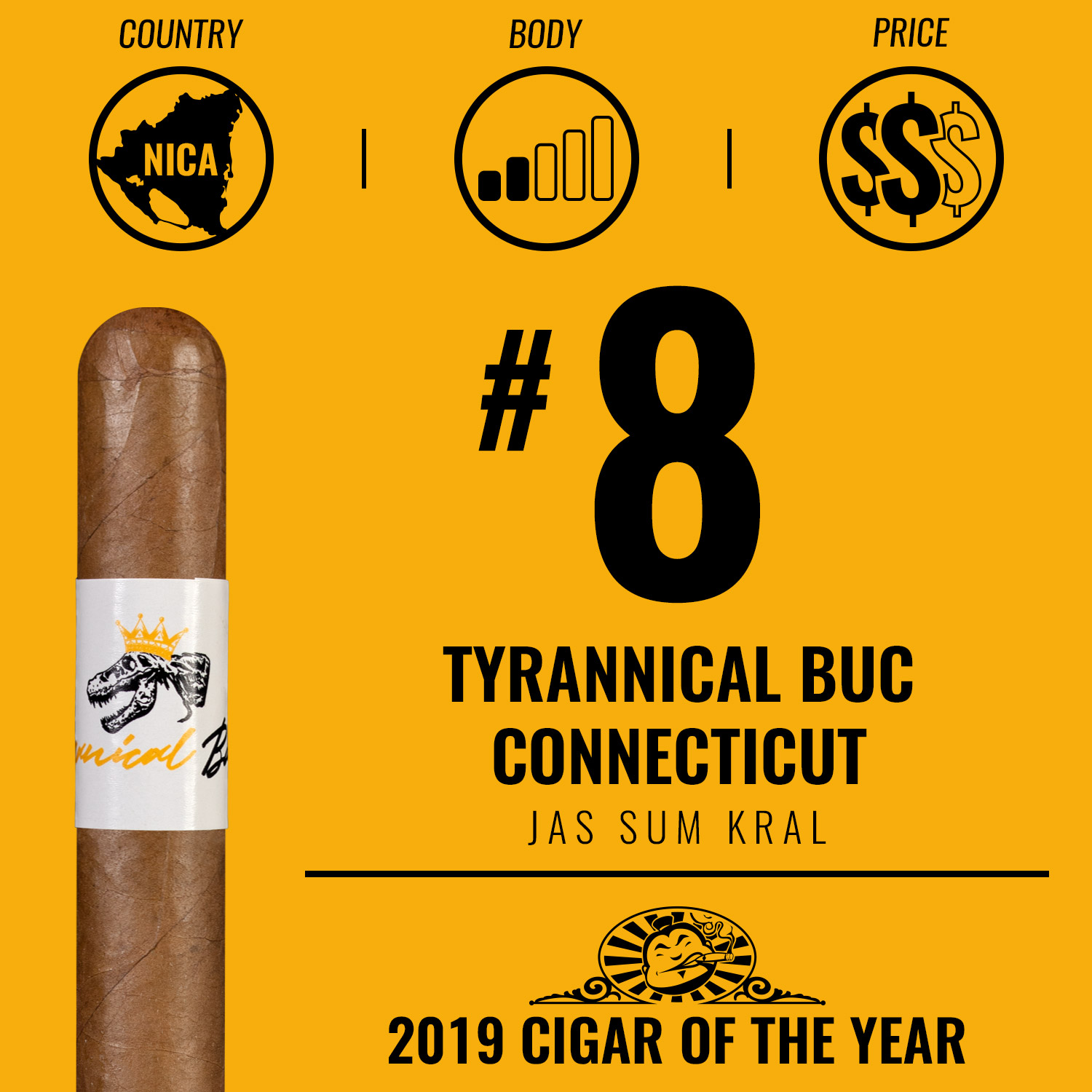Jas Sum Kral Tyrannical Buc Connecticut No. 8 Cigar of the Year 2019