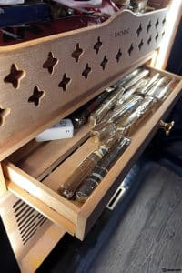 Raching MON800A cigar humidor dry-aging drawer filled with cigars