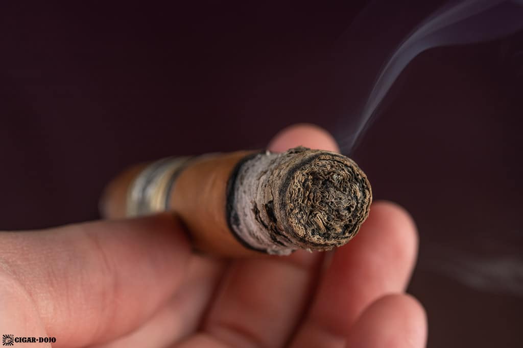 Quesada Casa Magna Connecticut Robusto cigar ash smoking