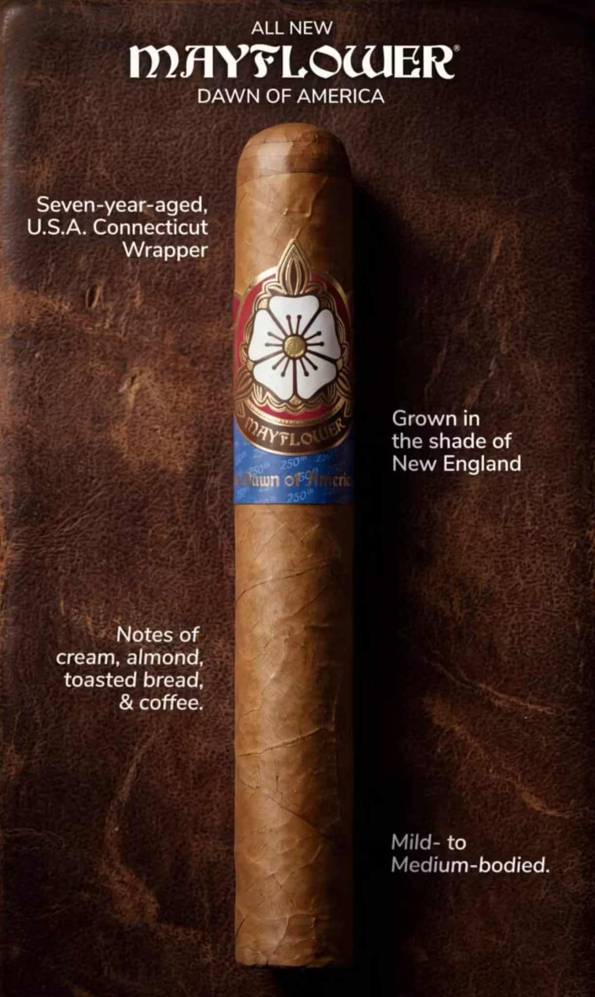 Mayflower Releases Dawn Of America Cigar For U.s. 250Th Anniversary Mayflower Dawn of America details scaled